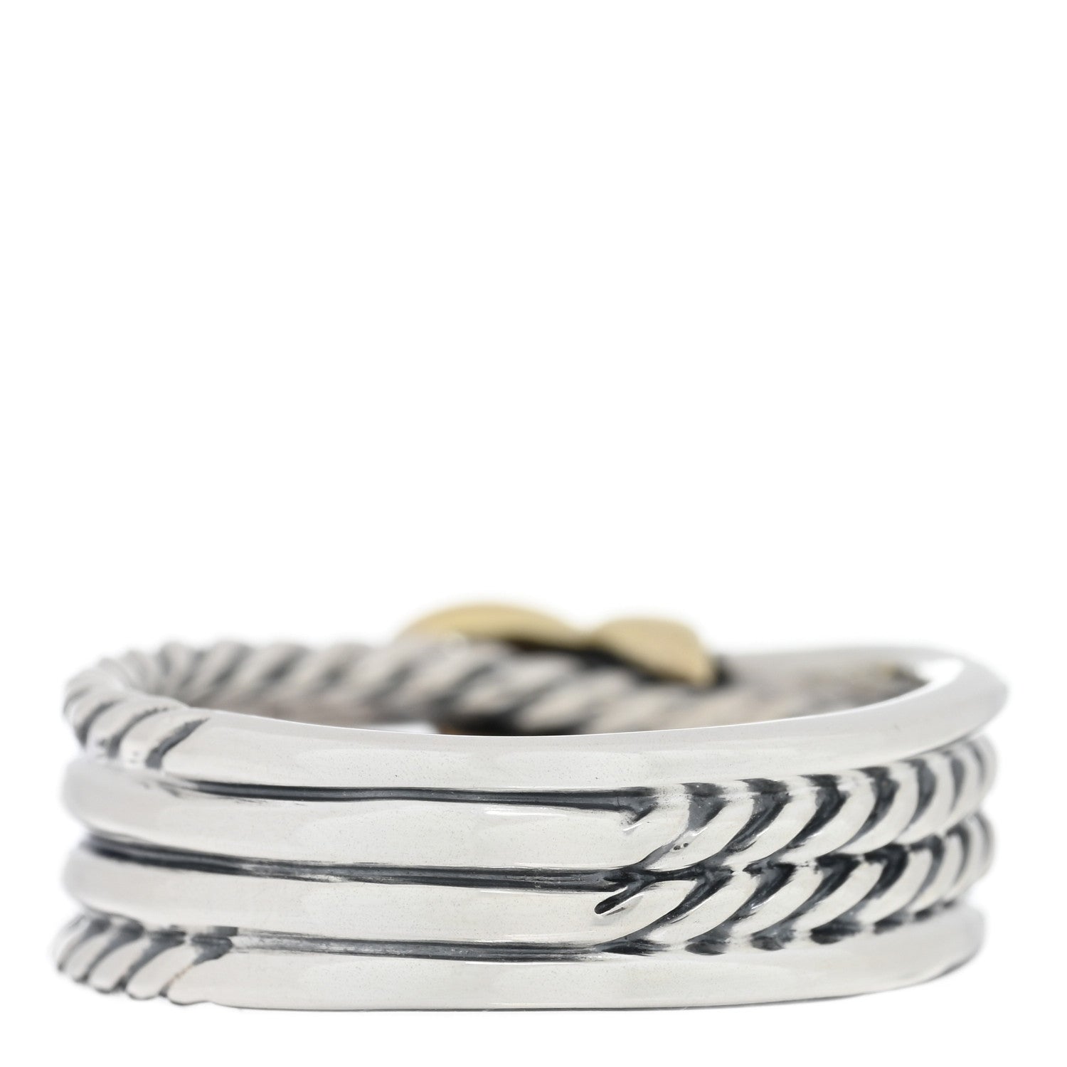 David Yurman Sterling Silver 18K Yellow Gold 6mm X Crossover Ring 51 5.75 3 of 4