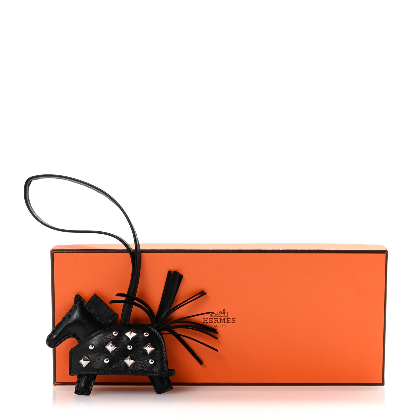 Milo Lambskin Studded Grigri Rodeo Robeo Rock Horse Bag Charm PM Black