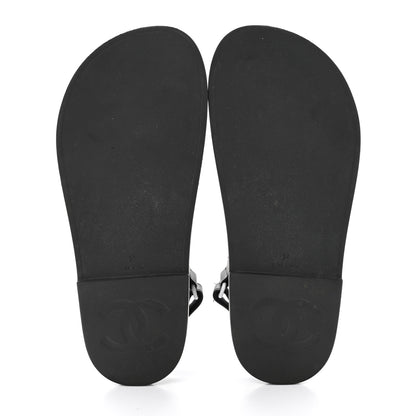 Chanel Rubber CC Dad Sandals 37 Black 5 of 8