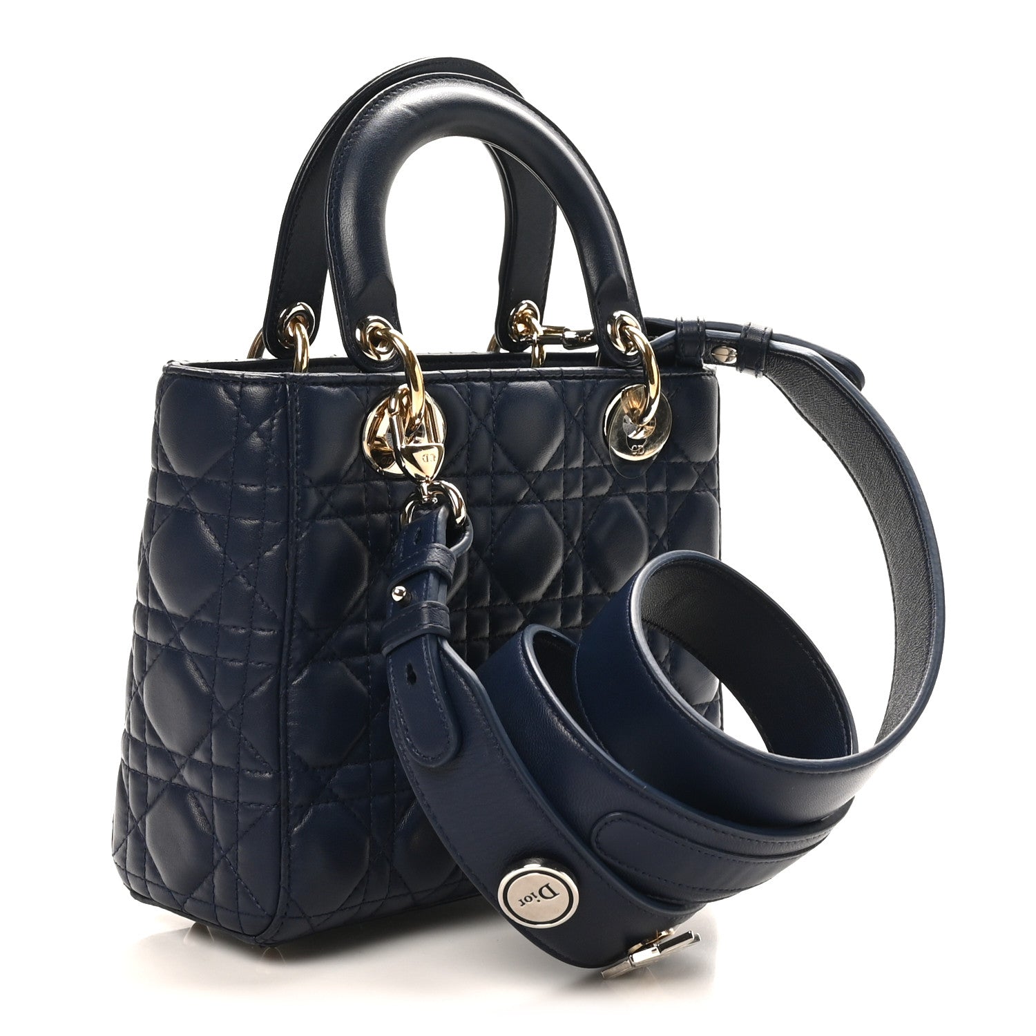 Christian Dior Lambskin Cannage Small Lucky Badges My Lady Dior Navy 3 of 10