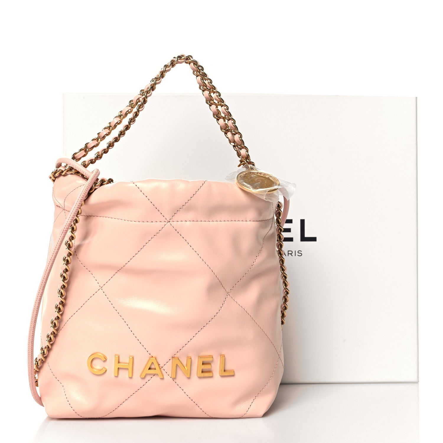 Chanel Shiny Calfskin Quilted Mini Chanel 22 Light Pink 11 of 11