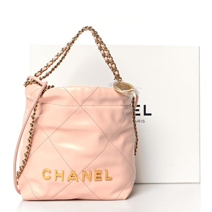 Chanel Shiny Calfskin Quilted Mini Chanel 22 Light Pink 11 of 11