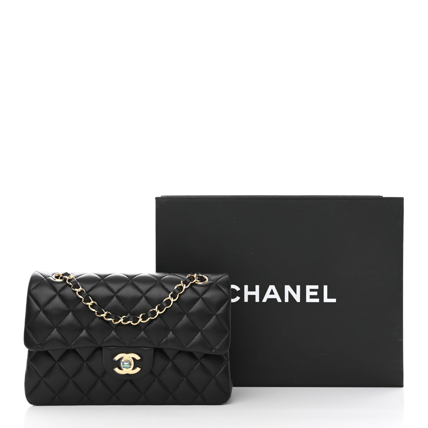 Lambskin Quilted Small Double Flap Black