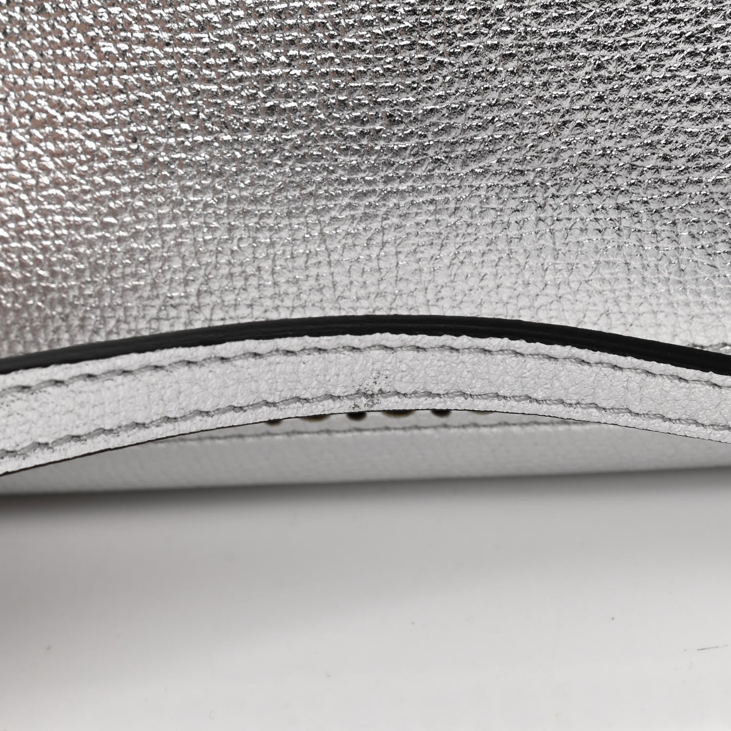 Burberry Metallic Calfskin Broguing Medium Banner Tote Silver 12 of 14
