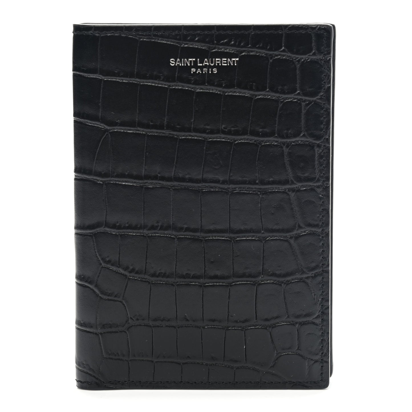 Crocodile Embossed Passport Holder Black
