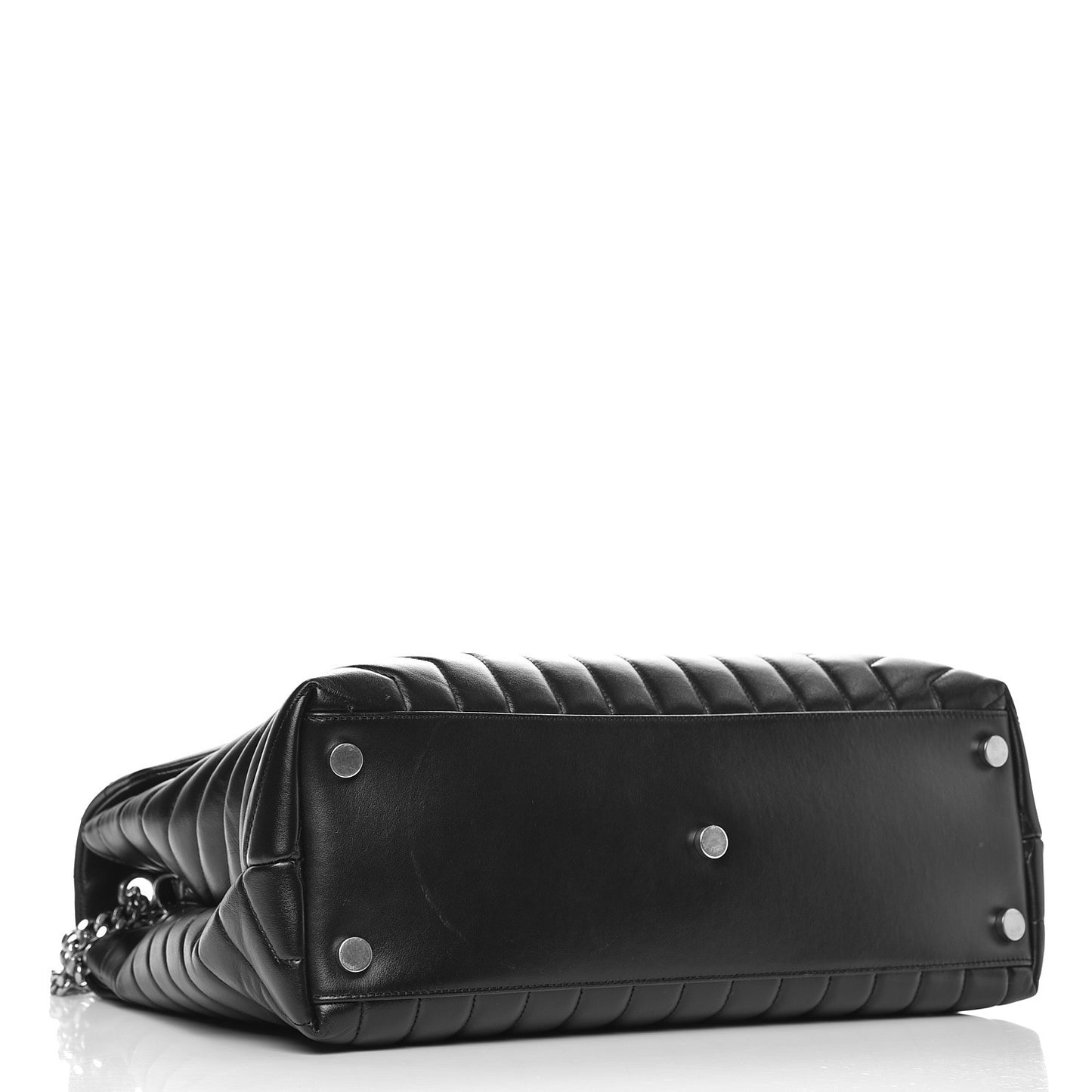Calfskin Y Quilted Monogram Large Loulou Chain Satchel Black