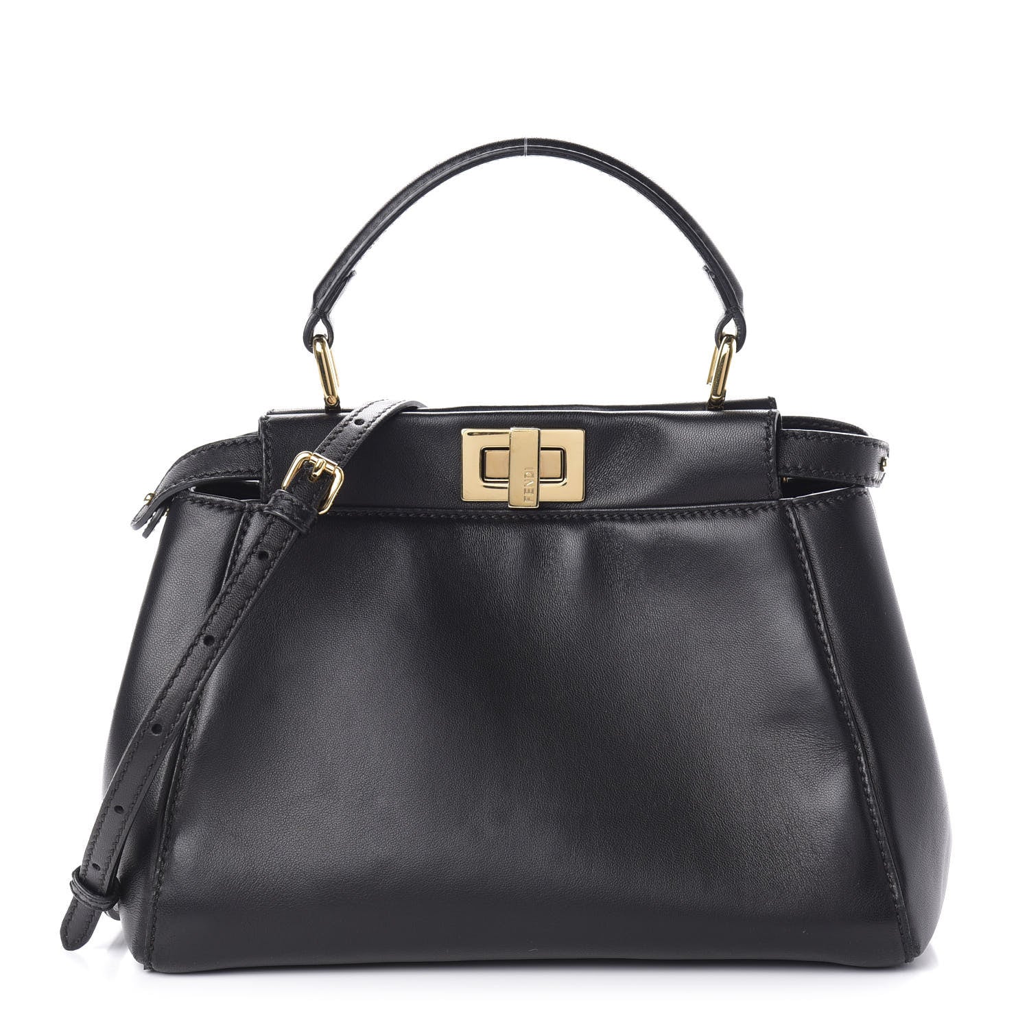 Fendi Nappa Mini Peekaboo Iconic Satchel Black 1 of 10