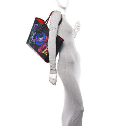 Christian Louboutin Calfskin Loubitag Spikes East West Cabata Love Tote Black 2 of 12