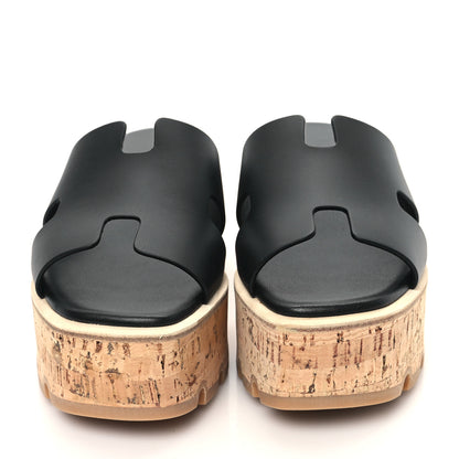 Hermes Calfskin Cork Eze 30 Sandals 35 Black 2 of 10