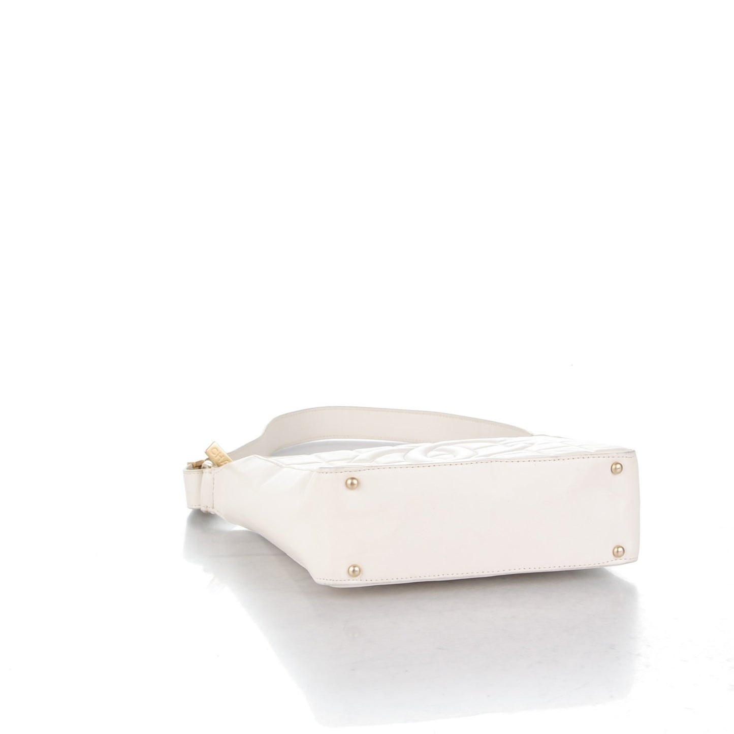 Lambskin Chocolate Bar Quilted Small Shoulder Bag White