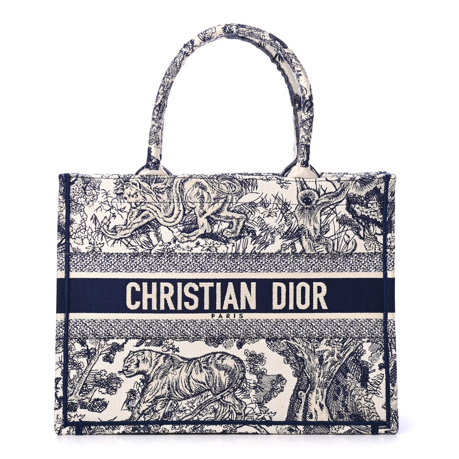 Christian Dior Canvas Embroidered Medium Dioriviera Toile De Jouy Book Tote Blue 1 of 4