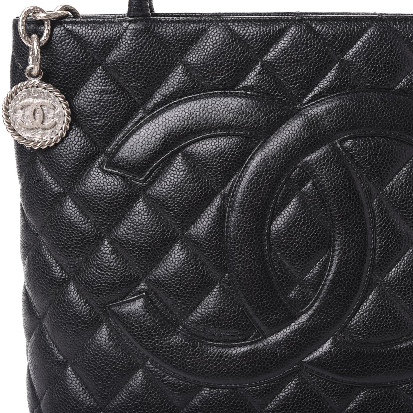 Caviar Quilted Medallion Tote Black