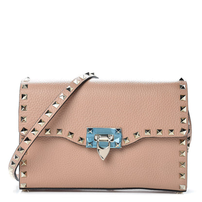 Valentino Garavani Pebbled Calfskin Medium Rockstud Flip Lock Crossbody Bag Skin Sorbet 1 of 9