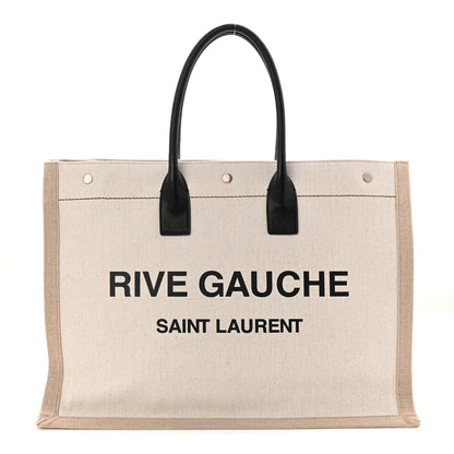 Saint Laurent Linen Calfskin Rive Gauche Tote Greggio Natural 1 of 10