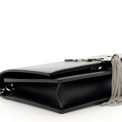 Saint Laurent Grain De Poudre Classic Monogram Kate Tassel Chain Wallet Black 9 of 10