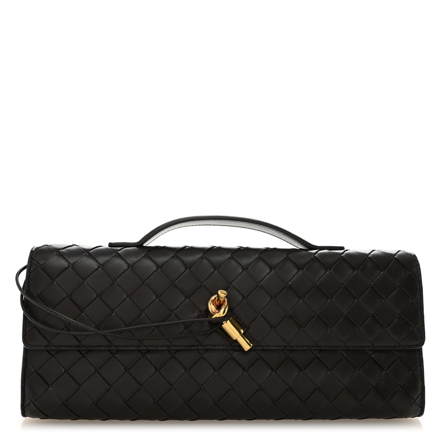 Nappa Intrecciato Long Andiamo Top Handle Clutch Fondant