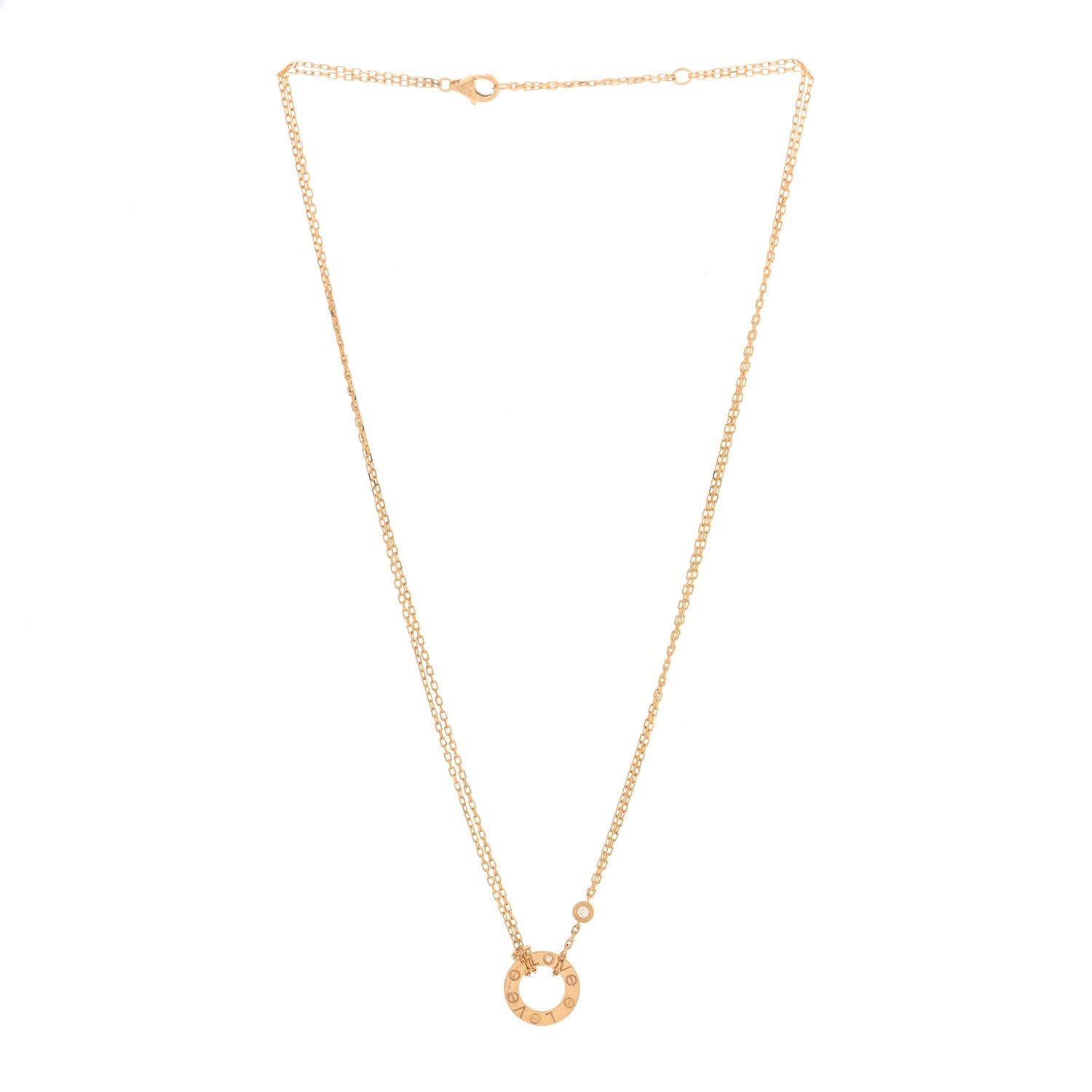 Cartier 18K Yellow Gold 2 Diamond LOVE Necklace 3 of 4