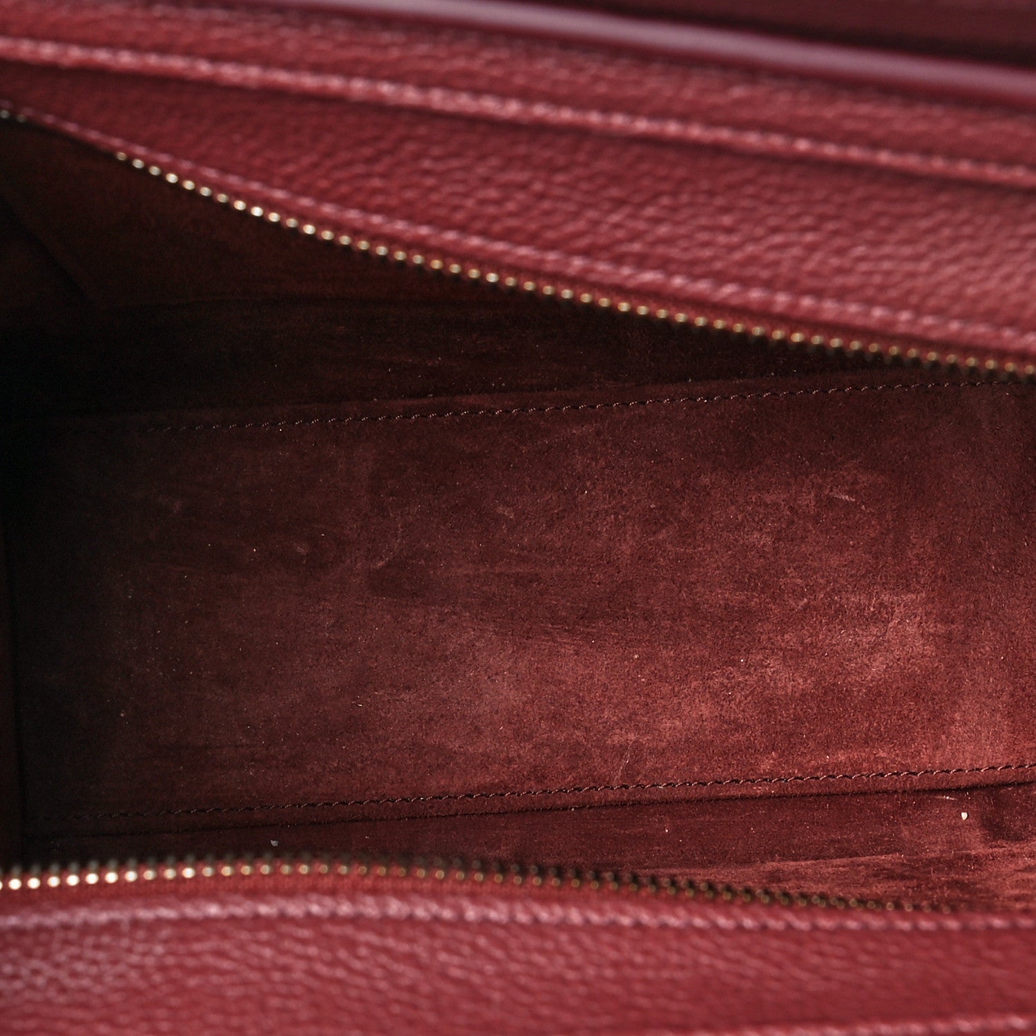 Celine Drummed Calfskin Nano Luggage Burgundy 5 of 8
