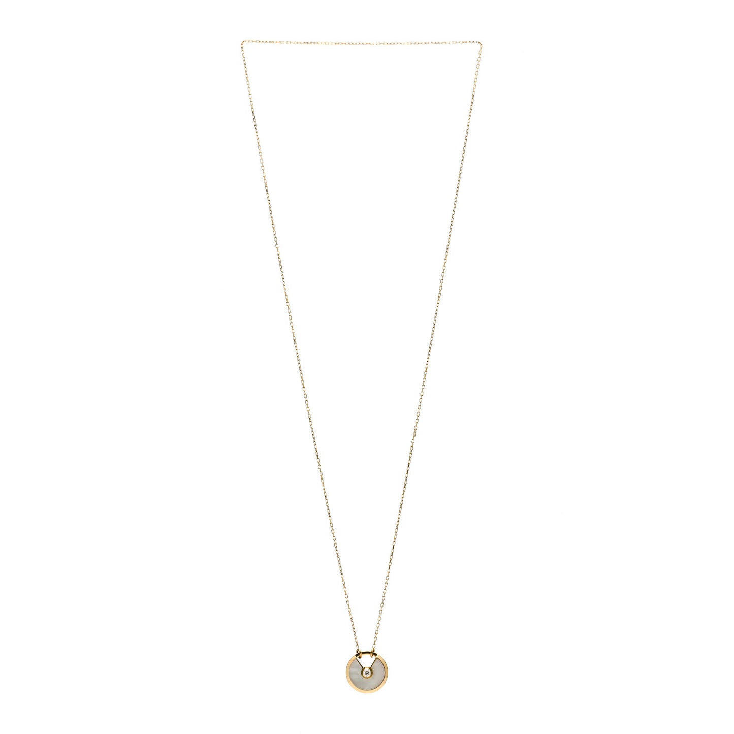 18K Yellow Gold Diamond Mother of Pearl SM Amulette de Cartier Pendant Necklace