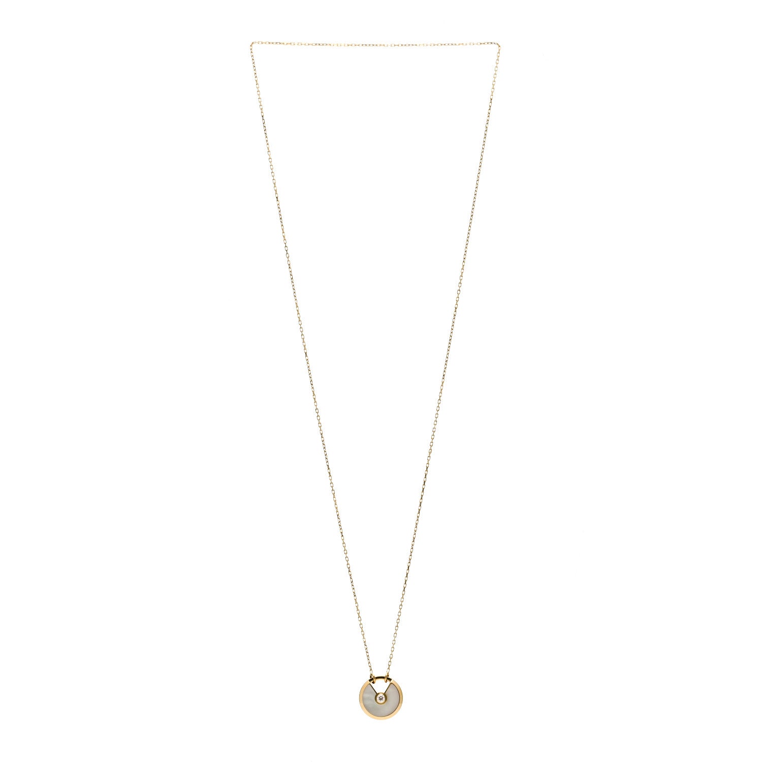 Cartier 18K Yellow Gold Diamond Mother of Pearl SM Amulette de Cartier Pendant Necklace 2 of 3