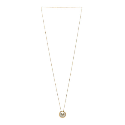 Cartier 18K Yellow Gold Diamond Mother of Pearl SM Amulette de Cartier Pendant Necklace 2 of 3