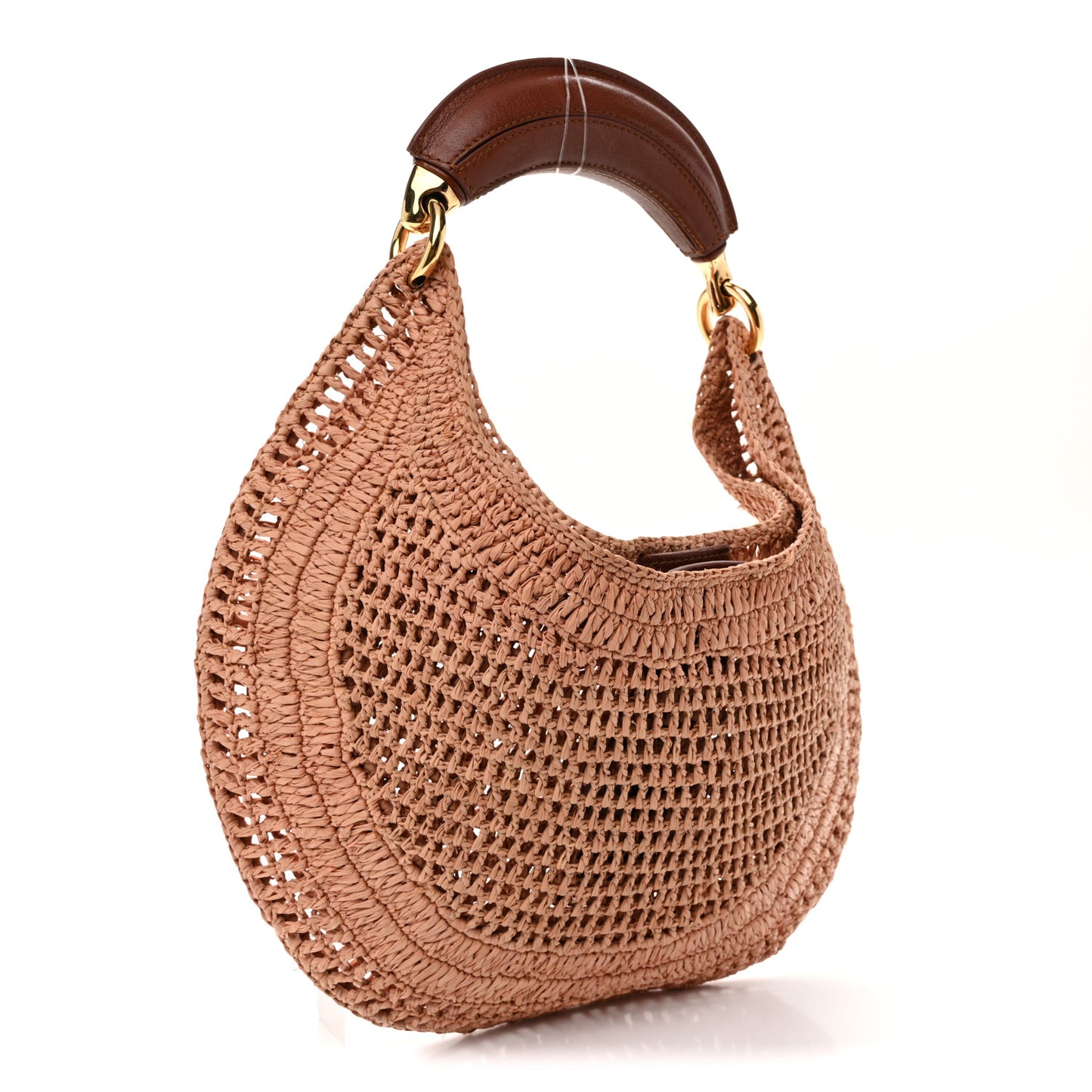 Raffia Calfskin Summer Banana Hobo Summery Beige
