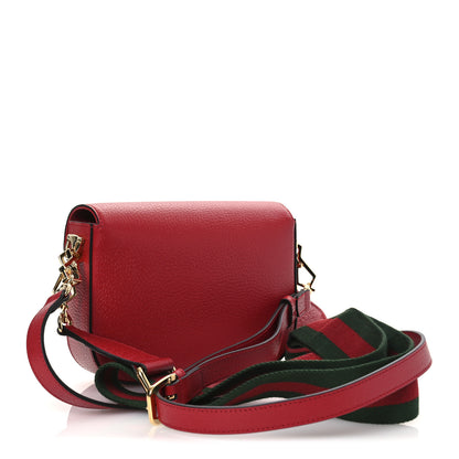 Gucci X ADIDAS Textured Dollar Calfskin Web Trefoil Mini Horsebit 1955 Shoulder Bag Hibiscus Red Off White 3 of 11