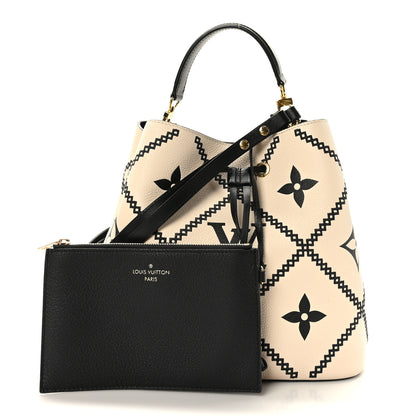 Louis Vuitton Empreinte Monogram Giant Broderies Neonoe MM Cream Black 3 of 12