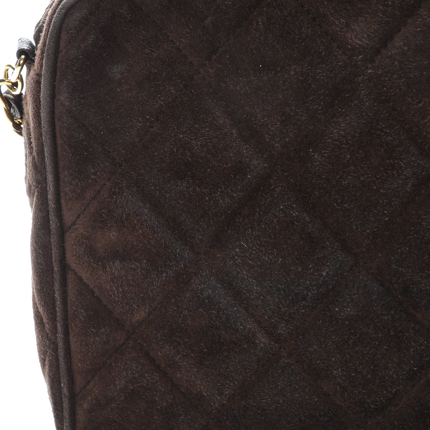 Suede Quilted Tassel Camera Case Brown