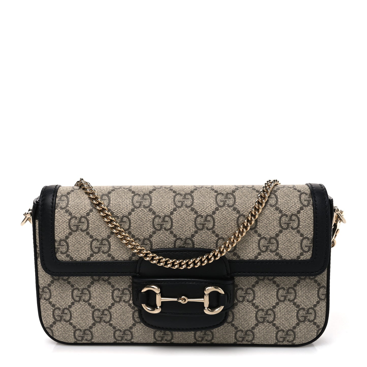 GG Supreme Monogram Azalea Calfskin Horsebit 1955 Mini Bag Beige Black