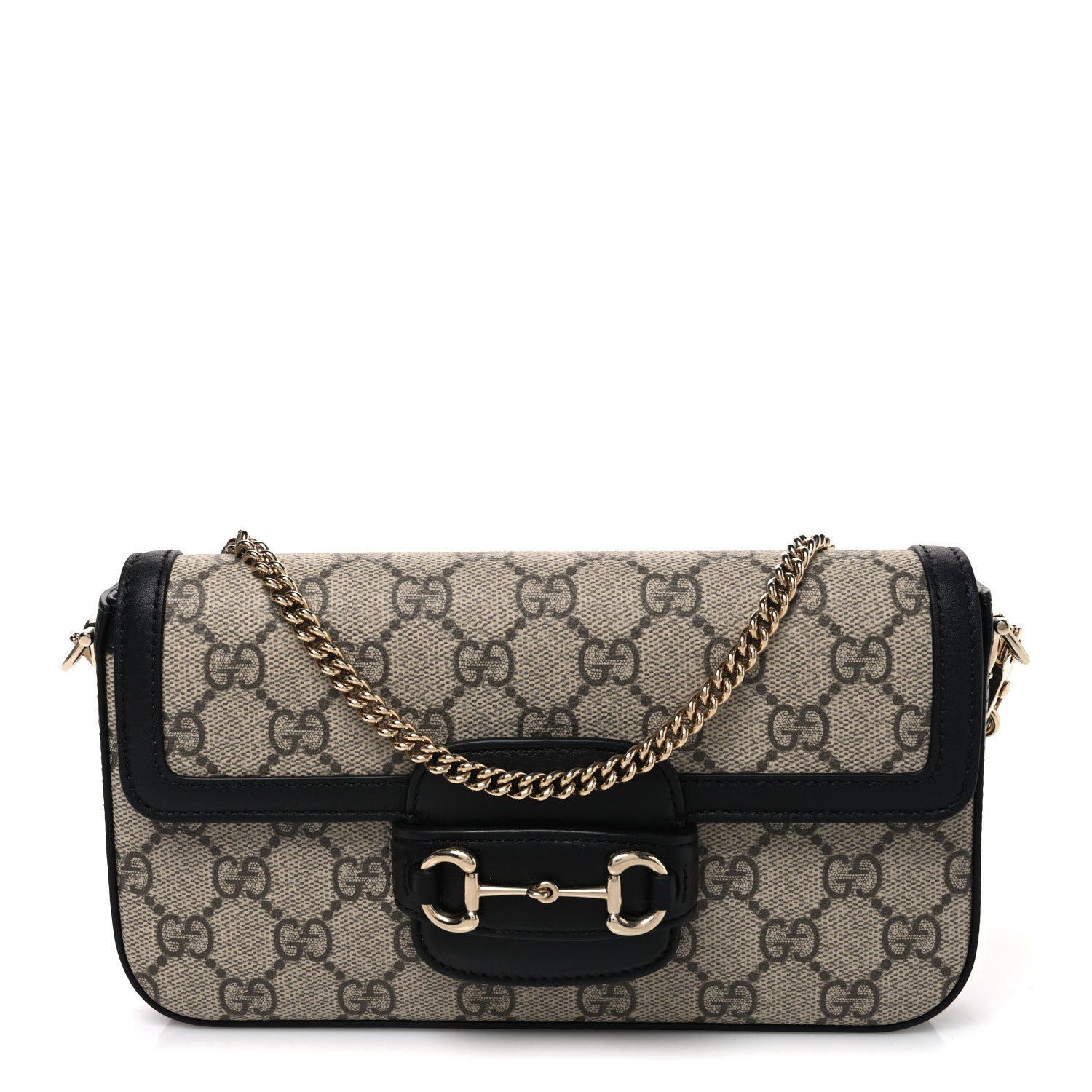 Gucci GG Supreme Monogram Azalea Calfskin Horsebit 1955 Mini Bag Beige Black 1 of 10