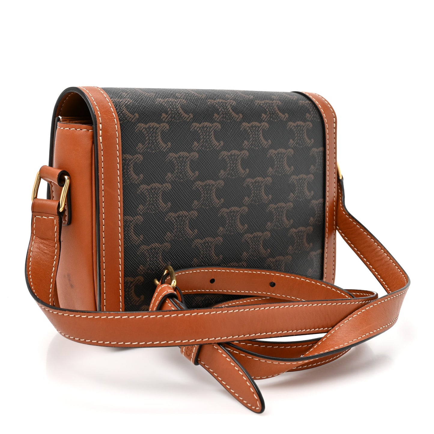 Calfskin Triomphe Canvas Teen Triomphe Bag Tan