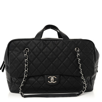 Chanel Caviar Quilted Large Travel Flap Tote Black Black 1 of 10