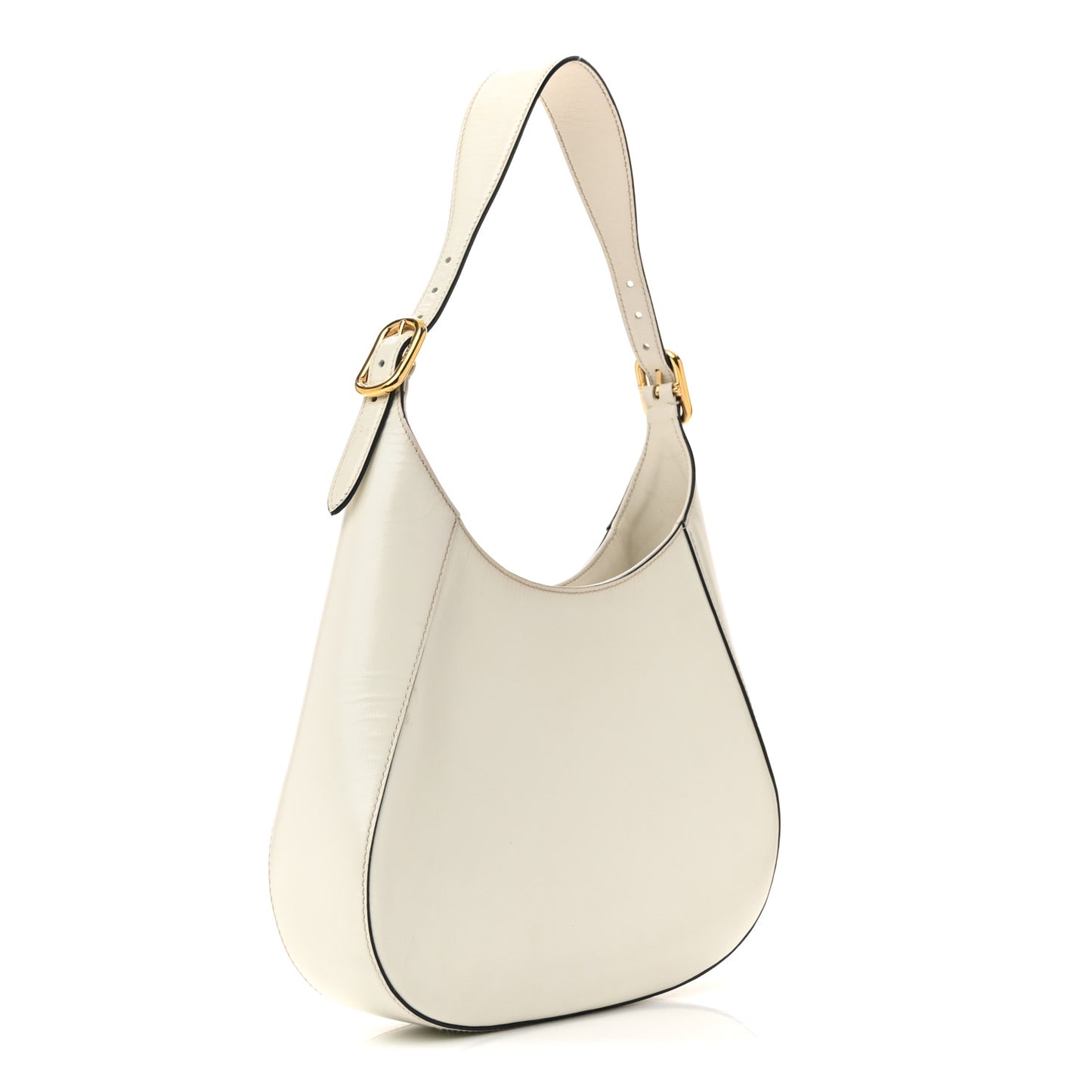 Brushed Calfskin Cleo Adjustable Strap Shoulder Bag White