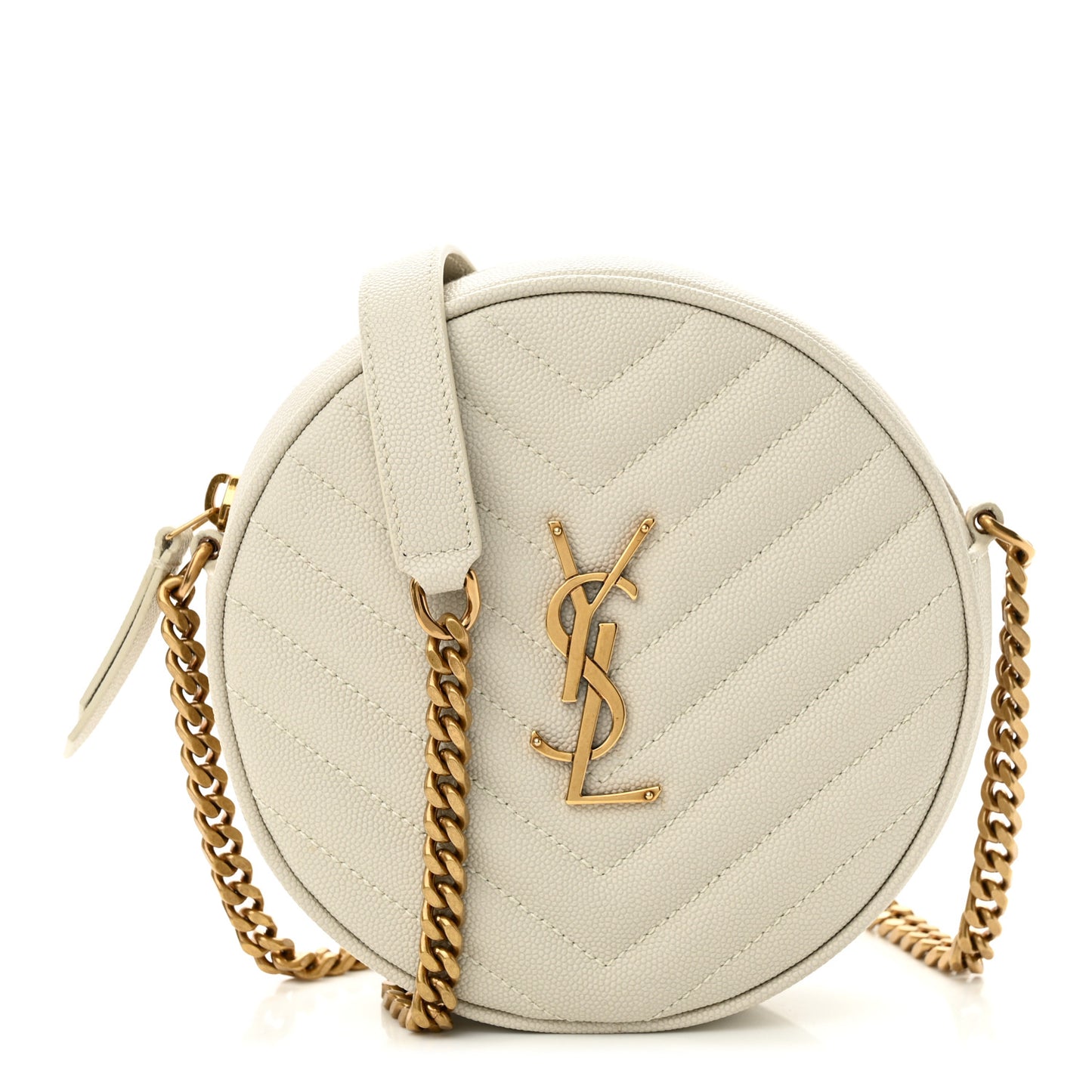 Grain De Poudre Matelasse Chevron Quilted Round Vinyle Camera Bag Crema Soft