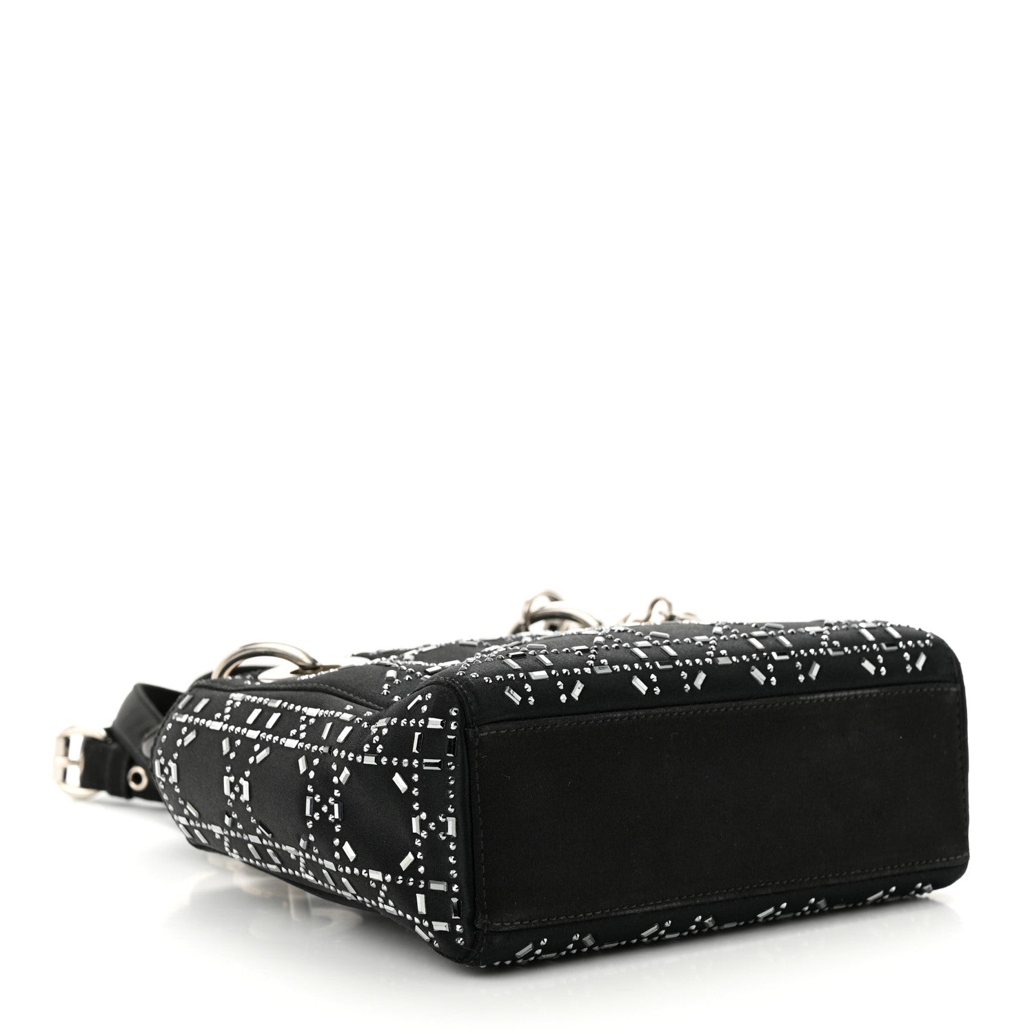 Christian Dior CHRISTIAN DIOR Satin Crystal Cannage Mini Lady Dior Black 4 of 9