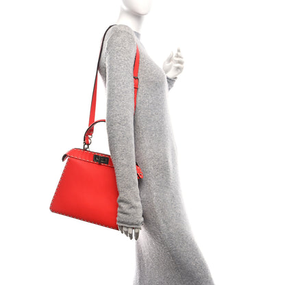 Fendi Vitello Granato Camoscio Selleria Macro Stitchings Medium Peekaboo I SEE U Satchel Tullipano 2 of 10