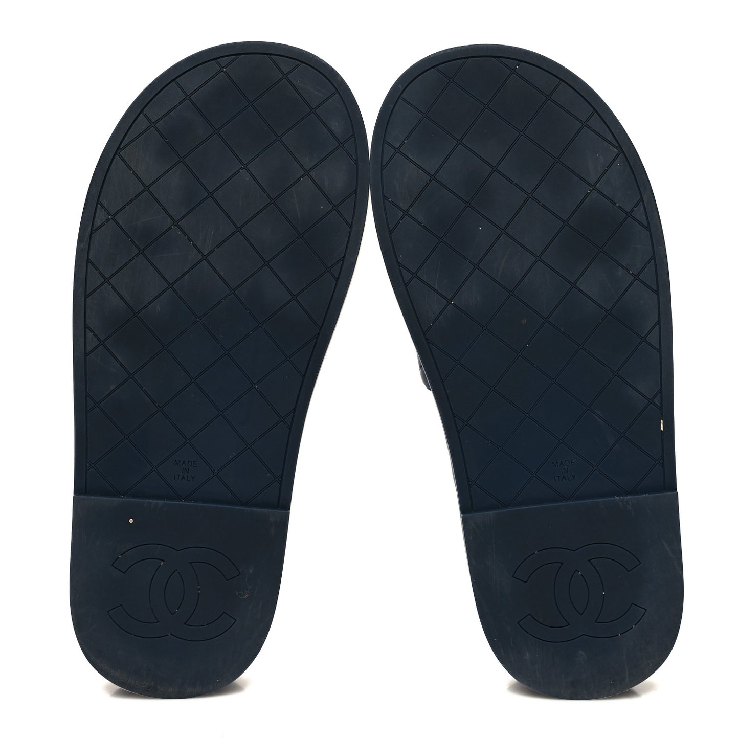 Lambskin Quilted CC Mules Sandals 37 Navy