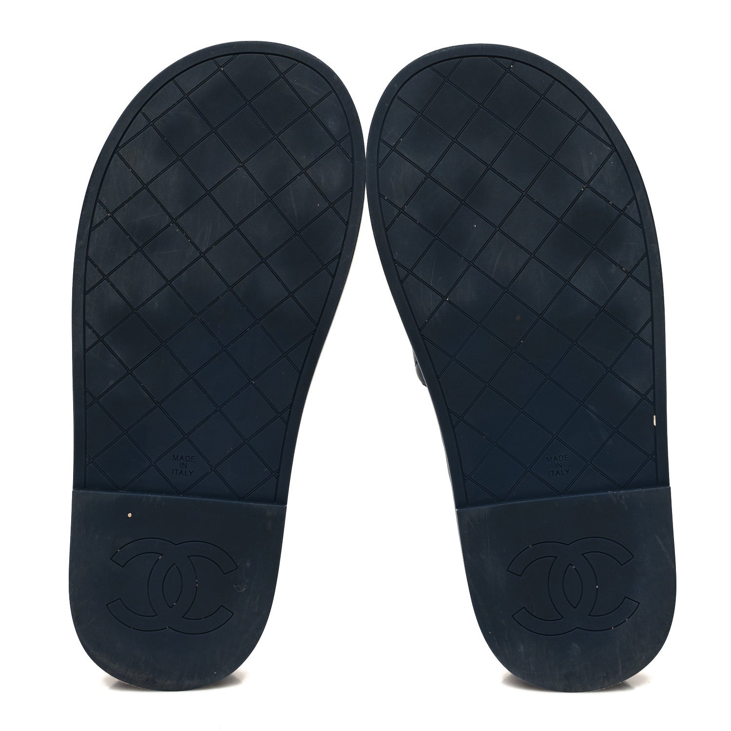 Chanel Lambskin Quilted CC Mules Sandals 37 Navy 5 of 8