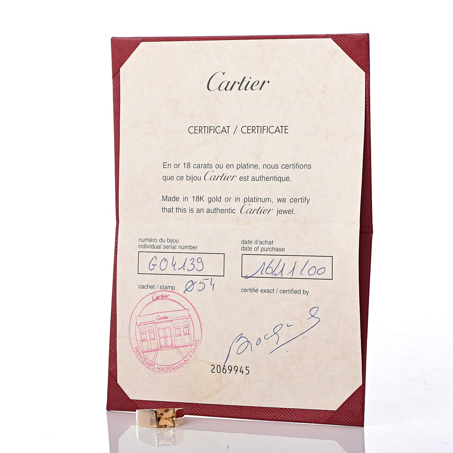 Cartier 18K Yellow Gold Citrine Tank Ring 54 7 8 of 8