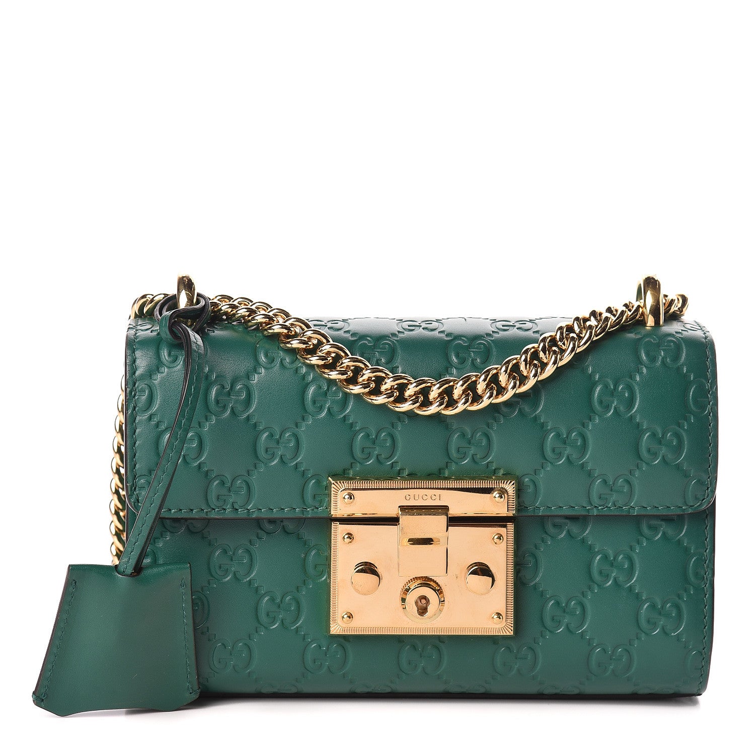 Gucci Guccissima Small Padlock Shoulder Bag Emerald 1 of 10
