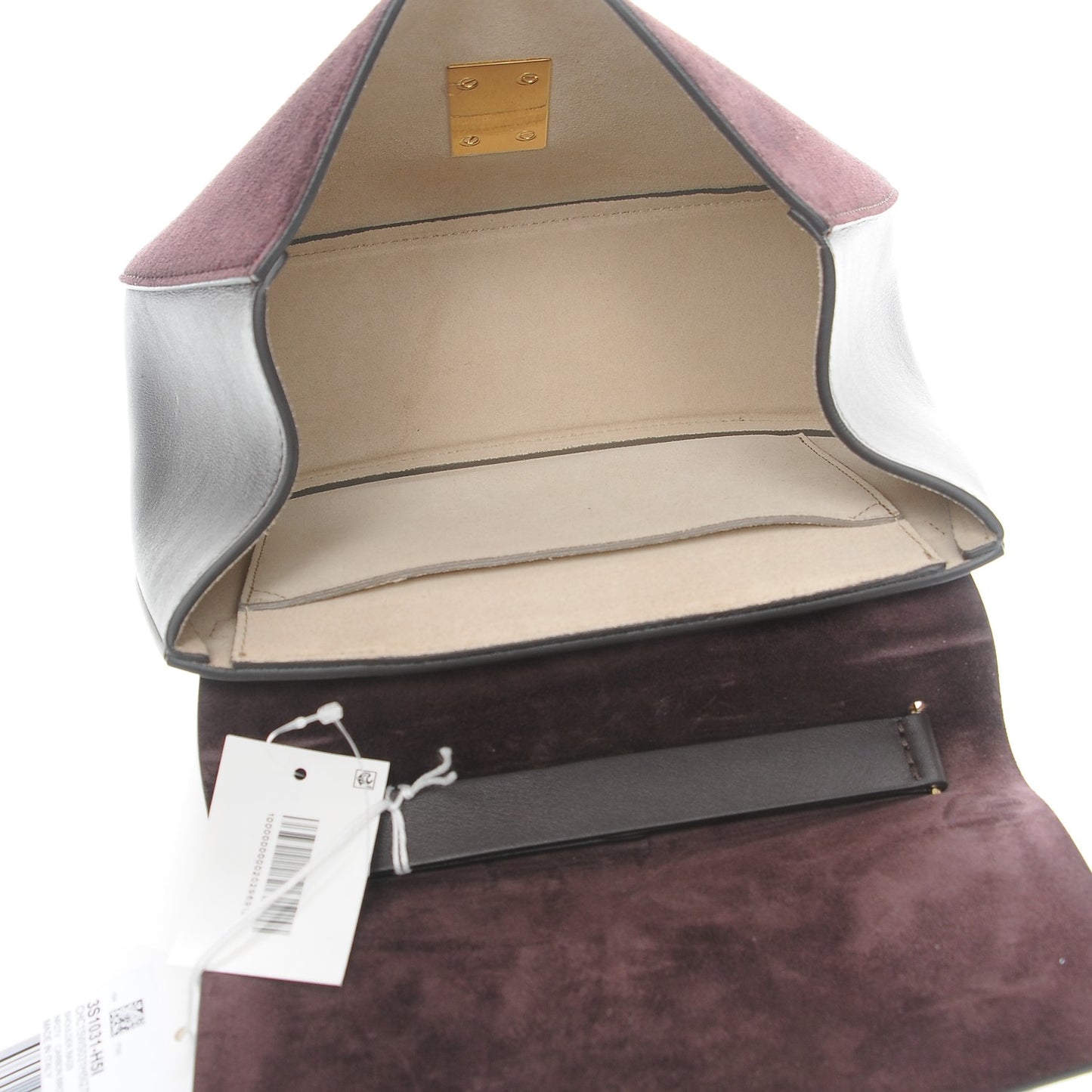 Suede Smooth Calfskin Drew Shoulder Bag Carbon Brown