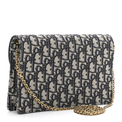 Christian Dior Oblique Saddle Chain Pouch Blue 3 of 9