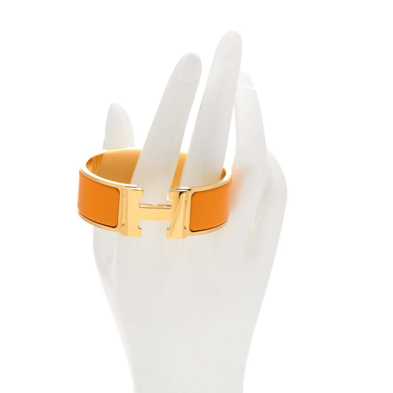 Hermes Enamel Wide Clic Clac H Bracelet PM Jaune Madras 2 of 6