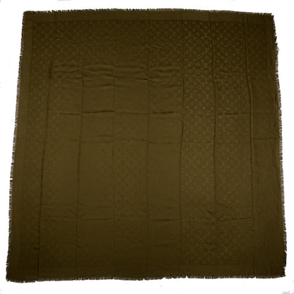 Louis Vuitton Silk Wool Monogram Shawl Kaki 3 of 5