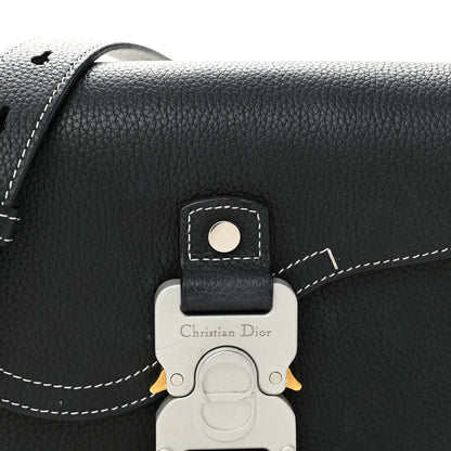 Christian Dior Grained Calfskin Saddle Messenger Bag With Strap Black 7 of 12