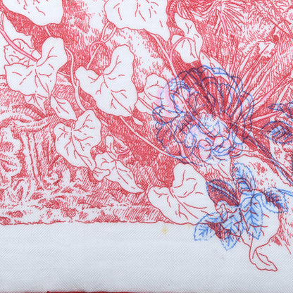 Hermes Cashmere Silk Le Jardin De Leila Au Bloc Shawl 140 Blanc Rose Vif Encre 7 of 8