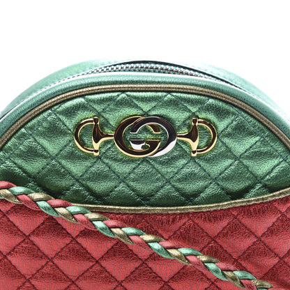Gucci Laminated Nappa Trapuntata Mini Zumi Dome Shoulder Bag Rosso Jasmine Green Rame 9 of 9