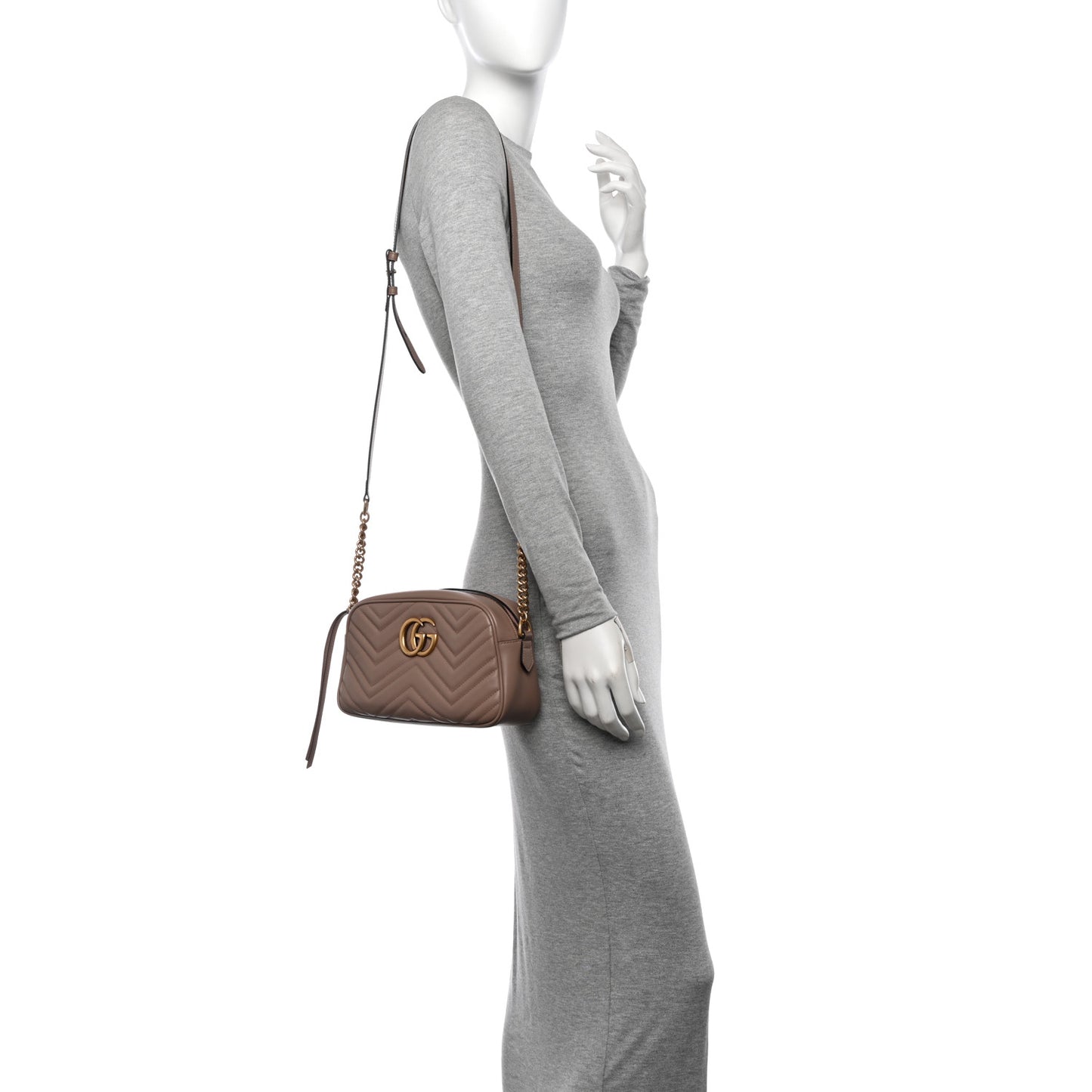 Calfskin Matelasse Small GG Marmont Chain Shoulder Bag Porcelain Rose