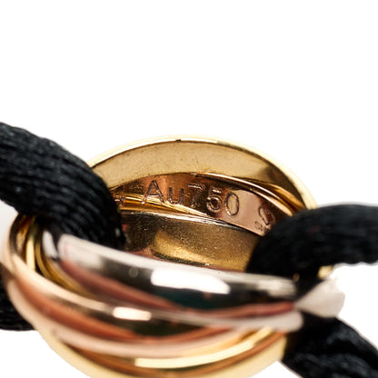 Cartier 18k Pink Yellow White Gold Trinity Adjustable Cord Bracelet Black 4 of 8